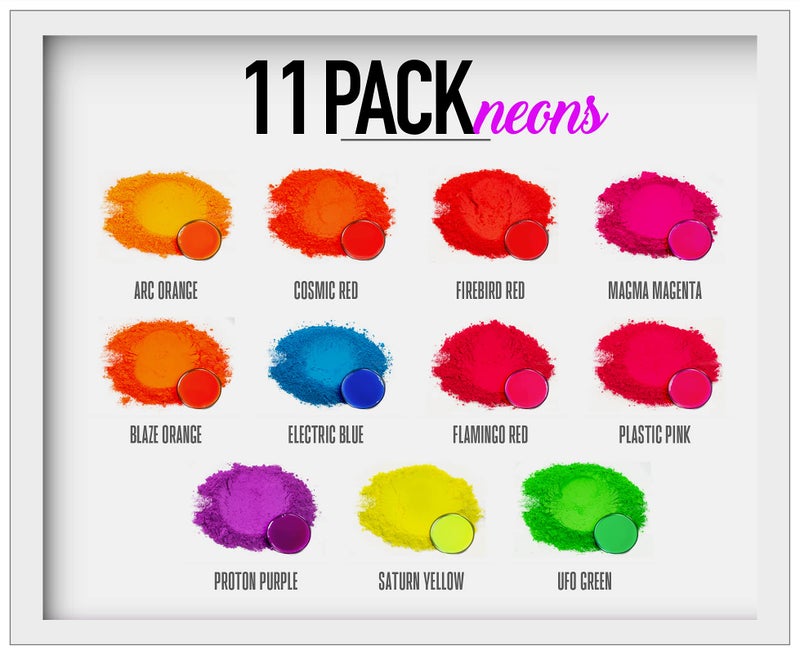 Eye Candy Pigments Neon Mica Pigment Powder Set - Mica Powder for Epoxy Resin Art - Woodworking - Nail Polish - Bath Bombs - Pigment Powder Variety Pack - 55g - Non-Toxic - Image 1